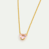 Light Pink Diamantine Fine Necklace with Heart-Shaped Stone