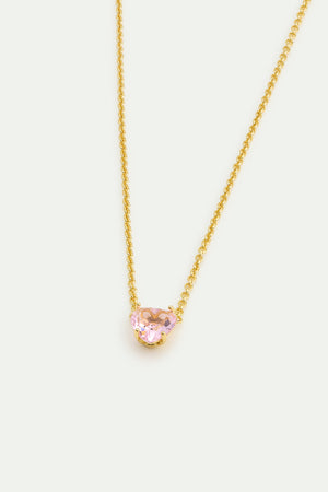 Light Pink Diamantine Fine Necklace with Heart-Shaped Stone