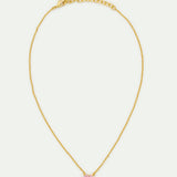 Light Pink Diamantine Fine Necklace with Heart-Shaped Stone