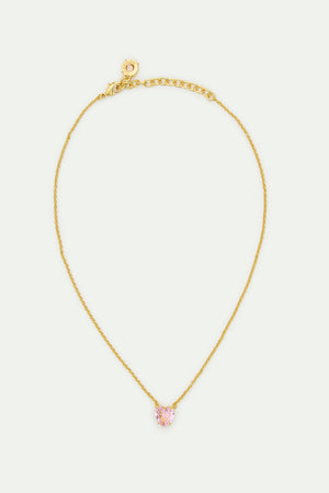 Light Pink Diamantine Fine Necklace with Heart-Shaped Stone