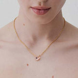 Light Pink Diamantine Fine Necklace with Heart-Shaped Stone