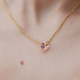 Light Pink Diamantine Fine Necklace with Heart-Shaped Stone