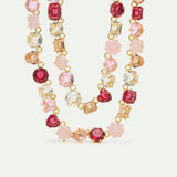 Gradient Pink Diamantine Statement Double Row Necklace