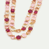 Gradient Pink Diamantine Statement Double Row Necklace