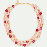 Gradient Pink Diamantine Statement Double Row Necklace