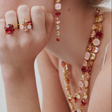 Gradient Pink Diamantine Cocktail Ring with 6 Stones