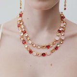 Gradient Pink Diamantine Statement Double Row Necklace