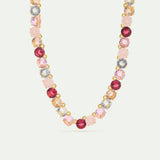 Gradient Pink Diamantine Choker Necklace with Round Stones