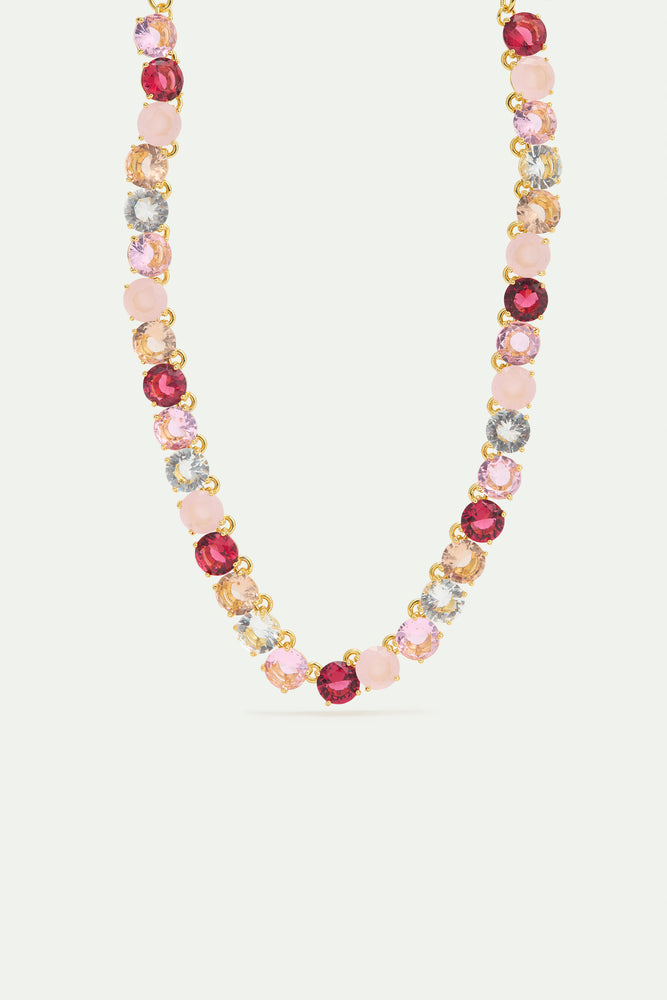 Gradient Pink Diamantine Choker Necklace with Round Stones