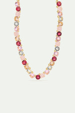Gradient Pink Diamantine Choker Necklace with Round Stones