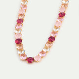 Gradient Pink Diamantine Choker Necklace with Round Stones