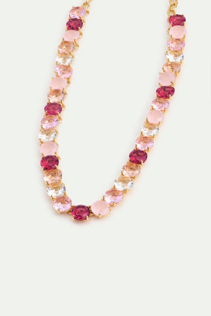 Gradient Pink Diamantine Choker Necklace with Round Stones