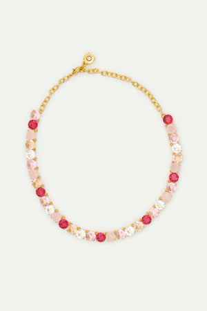 Gradient Pink Diamantine Choker Necklace with Round Stones