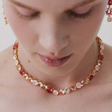 Gradient Pink Diamantine Choker Necklace with Round Stones