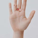 Light Pink Diamantine Heart-Shaped Ring