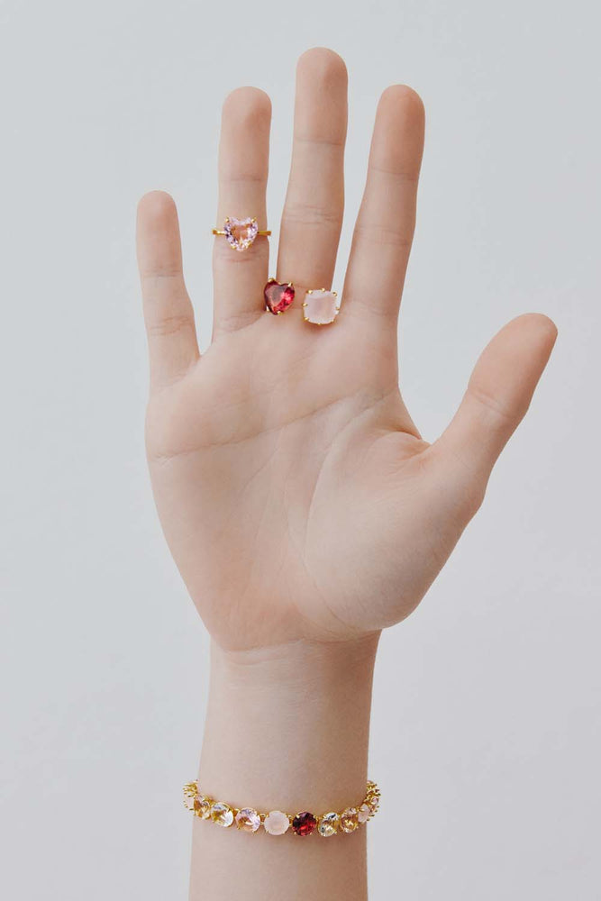 Light Pink Diamantine Heart-Shaped Ring