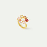 Gradient Pink Diamantine Cocktail Ring with 6 Stones