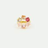 Gradient Pink Diamantine Cocktail Ring with 6 Stones