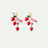 N2 Strawberry and Candy Cane Post Earrings