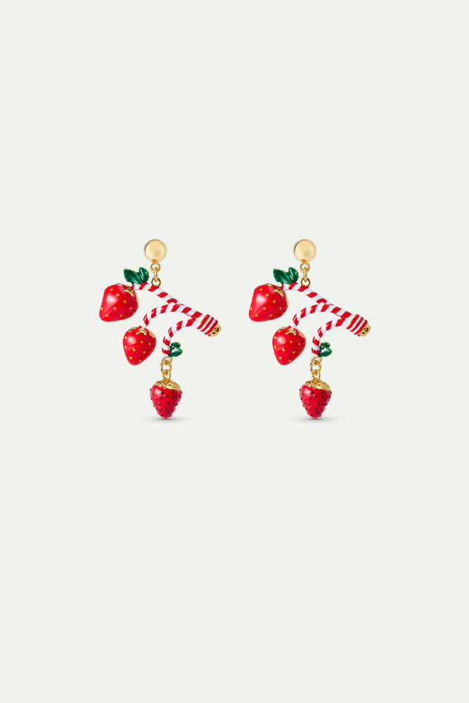 N2 Strawberry and Candy Cane Clip-On Earrings
