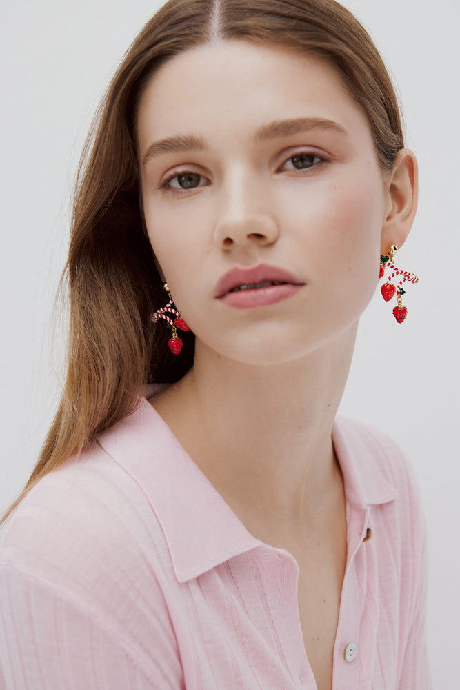 N2 Strawberry and Candy Cane Post Earrings