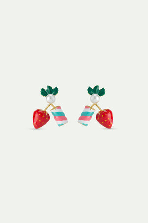 N2 Strawberry and Marshmallow Clip-On Earrings