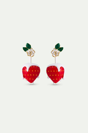 N2 Strawberry and Cream with White Flower Post Earrings