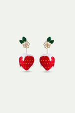 N2 Strawberry and Cream with White Flower Clip-On Earrings