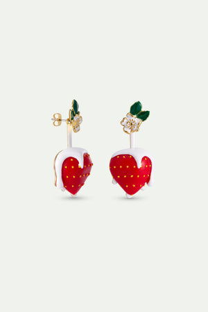 N2 Strawberry and Cream with White Flower Post Earrings