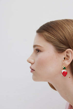 N2 Strawberry and Cream with White Flower Post Earrings
