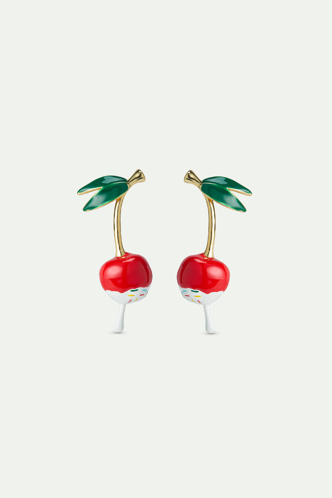 N2 Cherry and Whipped Cream Clip-On Earrings