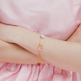N2 Blue and Pink Teddy Bear Sweet Bracelet with White Imitation Pearl