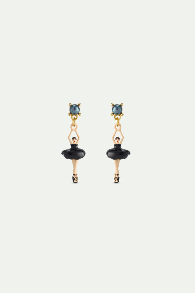 Ballerina Black Tutu and Cultured Pearl Clip-On Earrings