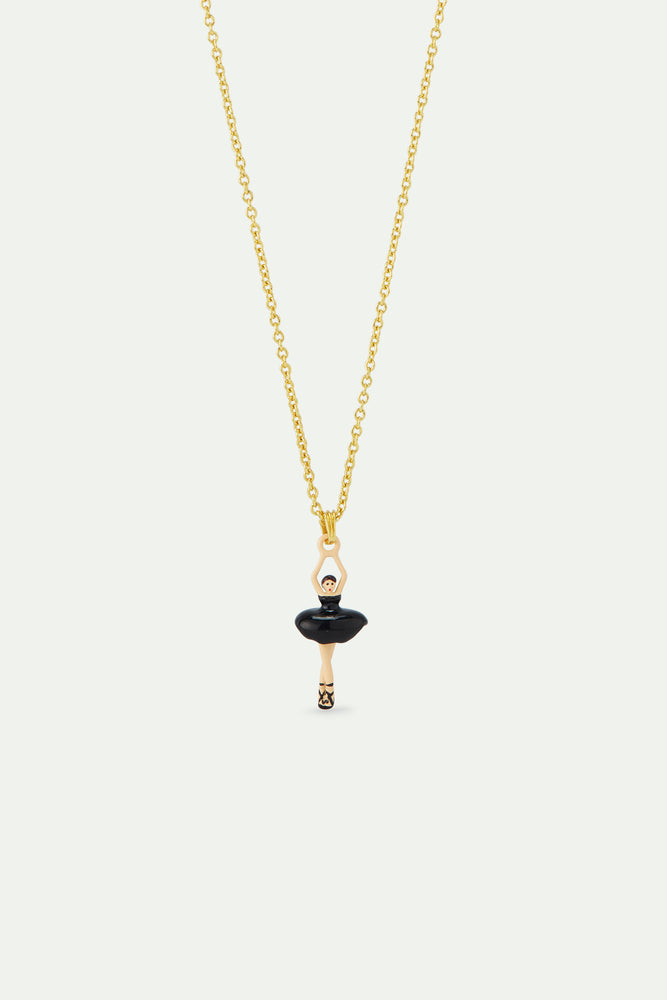 Ballerina Black Tutu and Cultured Pearl Pendant Necklace