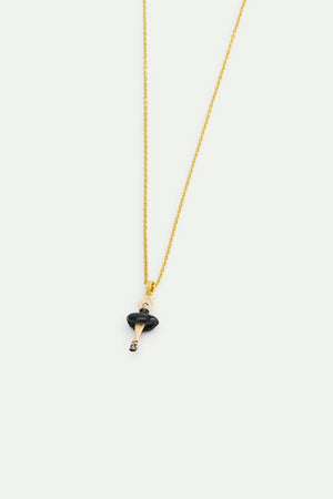 Ballerina Black Tutu and Cultured Pearl Pendant Necklace