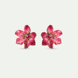 Large Pink Clematis Flower Post Earrings