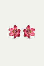 Large Pink Clematis Flower Post Earrings