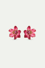 Large Pink Clematis Flower Clip-On Earrings