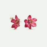 Large Pink Clematis Flower Post Earrings