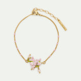 Fine Bracelet, Pink Wisteria with Faceted Crystal Beads