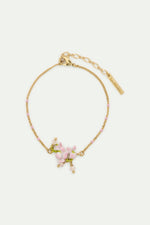 Fine Bracelet, Pink Wisteria with Faceted Crystal Beads
