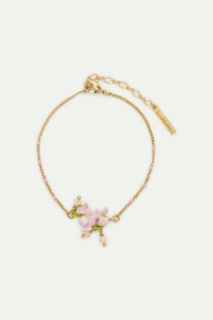 Fine Bracelet, Pink Wisteria with Faceted Crystal Beads