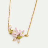Fine Bracelet, Pink Wisteria with Faceted Crystal Beads