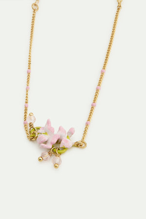 Fine Bracelet, Pink Wisteria with Faceted Crystal Beads