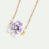 Purple Pansy and Cut Crystal Bracelet