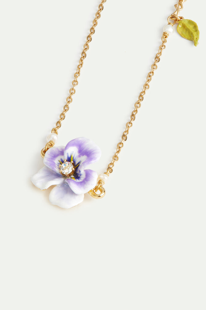 Purple Pansy and Cut Crystal Bracelet