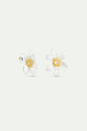 Large White Clematis Flower Post Earrings