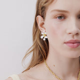 Large White Clematis Flower Post Earrings