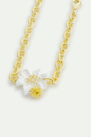 Large White Clematis and Japanese Kerria Bracelet