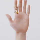 White Wisteria - Laurel and Faceted Stone Adjustable Ring
